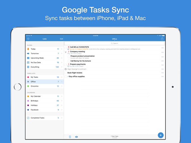 Екранна снимка на GTasks Pro за Google Tasks