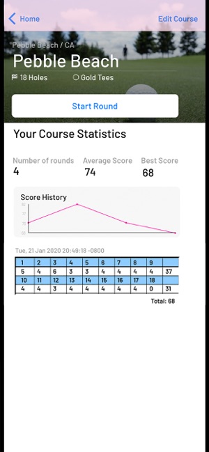 Simple Golf Score Tracker