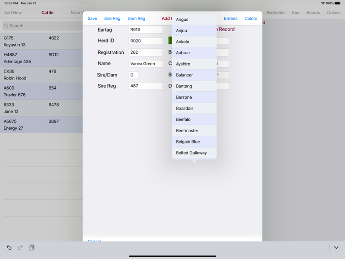 Cattle Pedigree Database