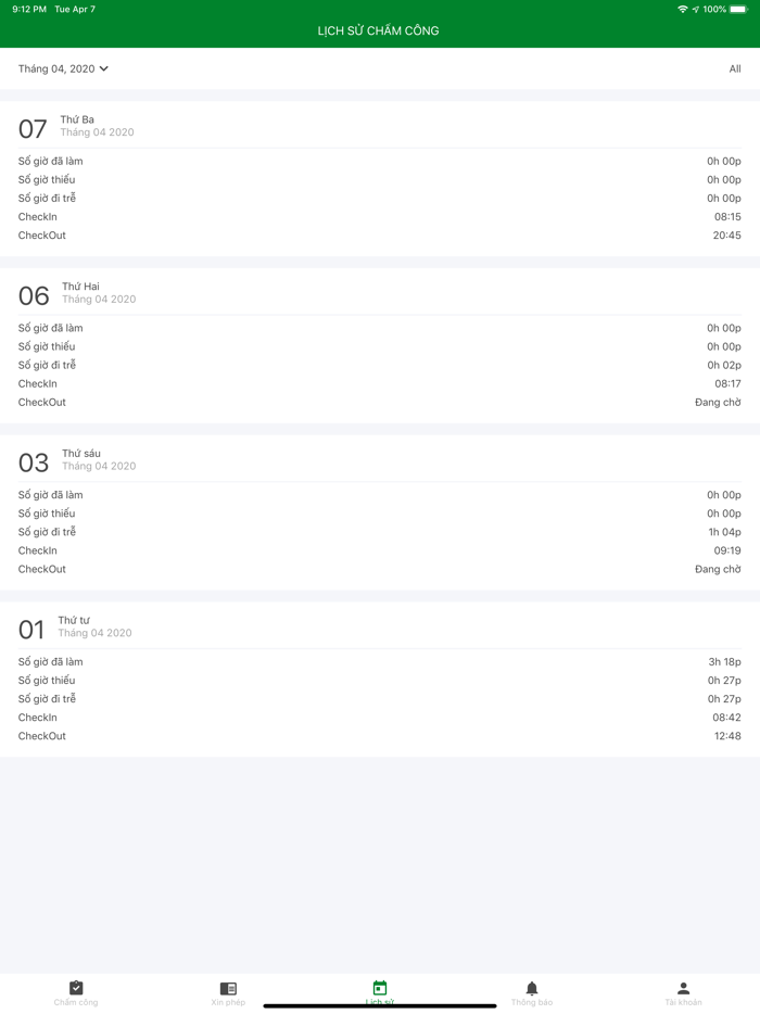 bWork - Ứng dụng chấm công