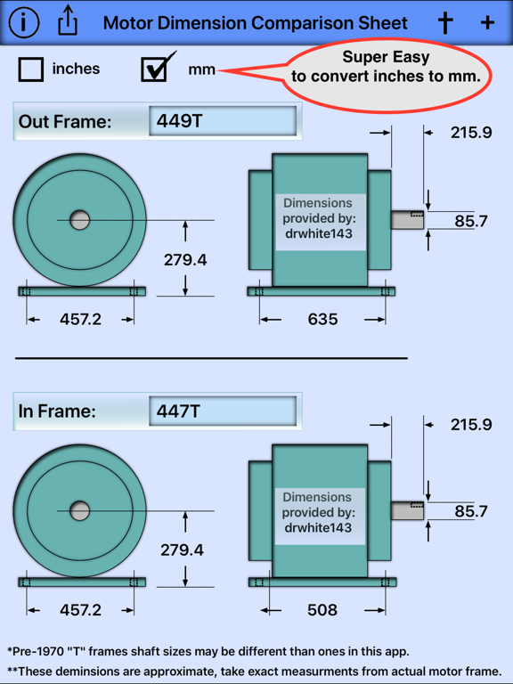Screenshot #6 pour Motor Dimension Comparison 2