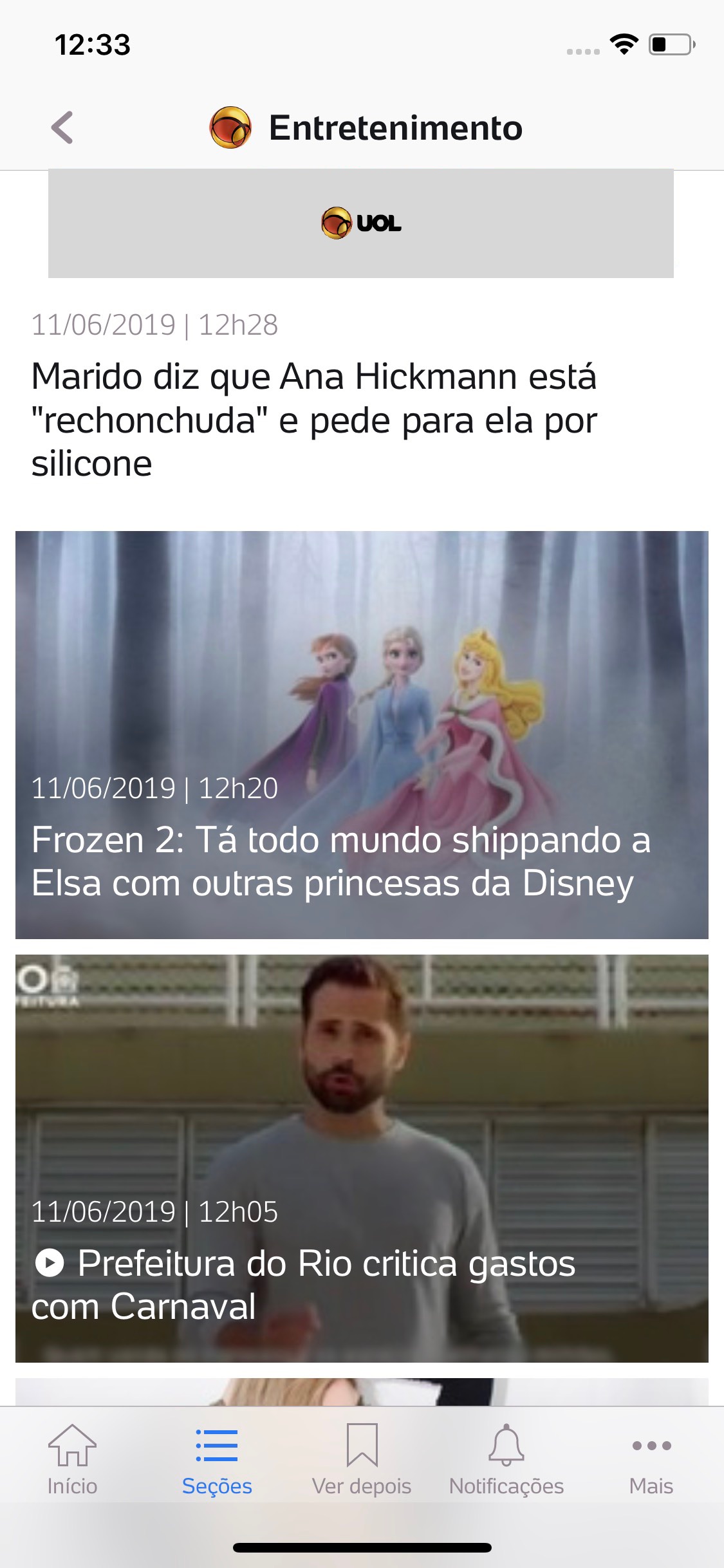 Screenshot do app UOL - Notícias em Tempo Real