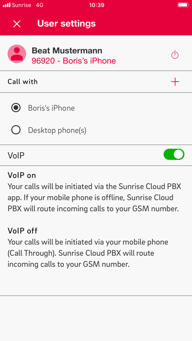 Sunrise Cloud PBX screenshot 3