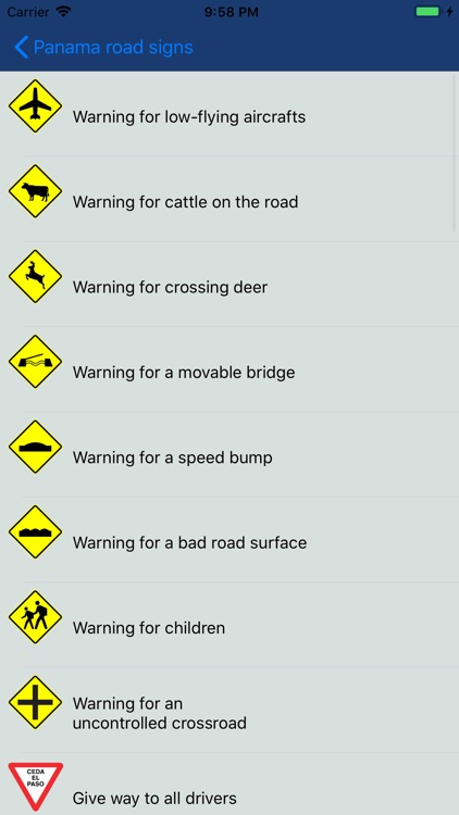 Panama road signs