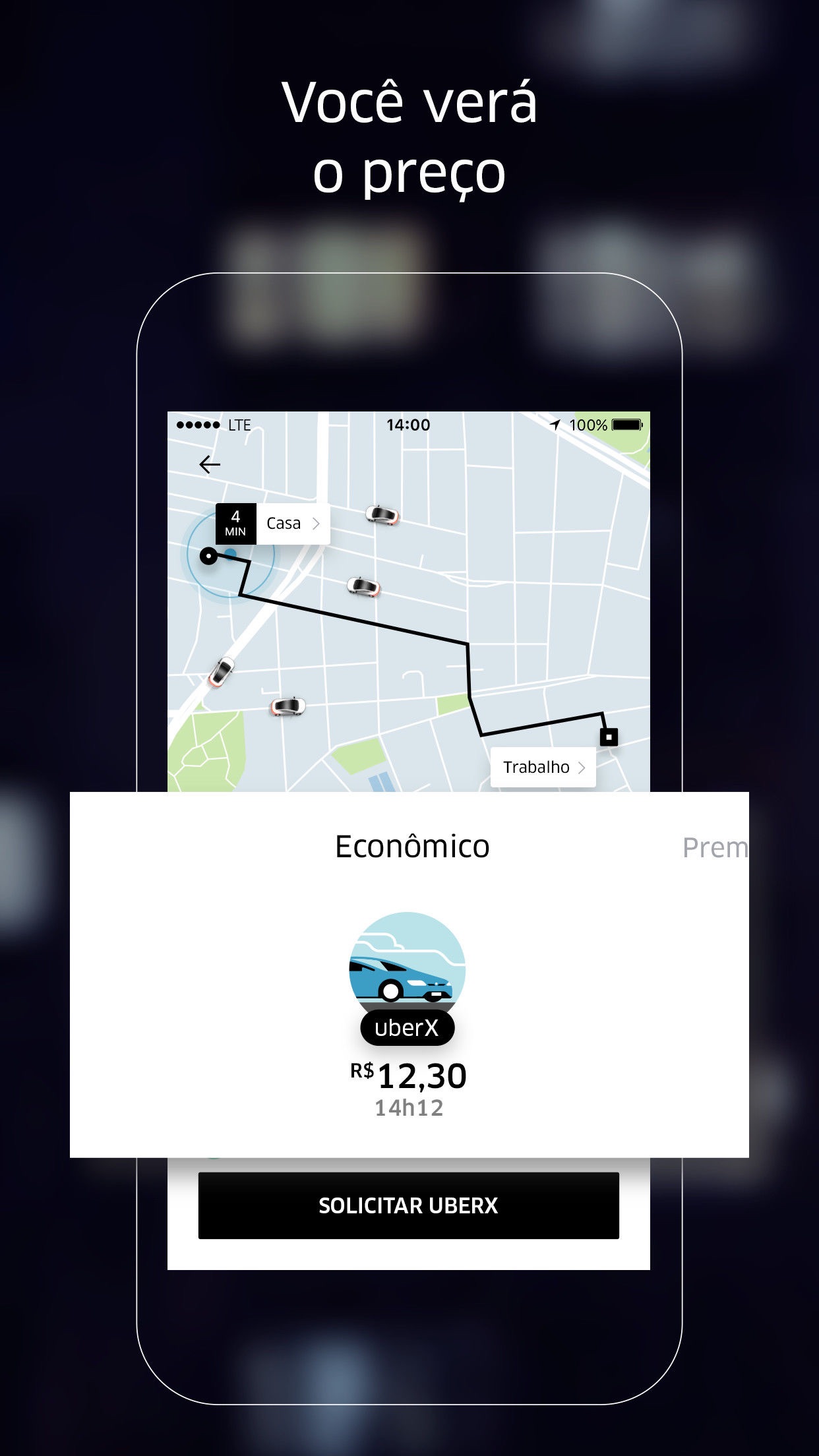 Screenshot do app Uber