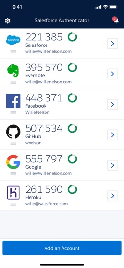 Salesforce Authenticator app screenshot