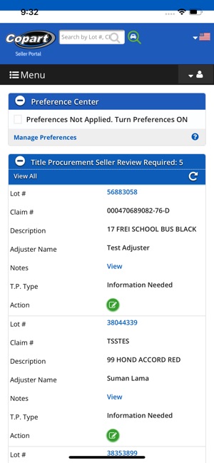 Copart Seller Mobile