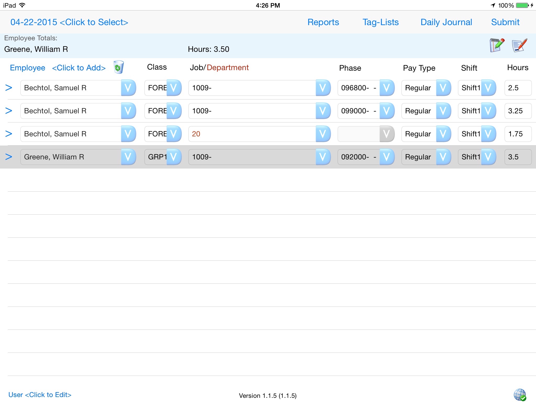 PowerTrack Timesheet screenshot 2