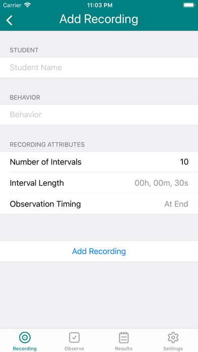 Intervals, An ABA Interval Recording App Screenshot 2