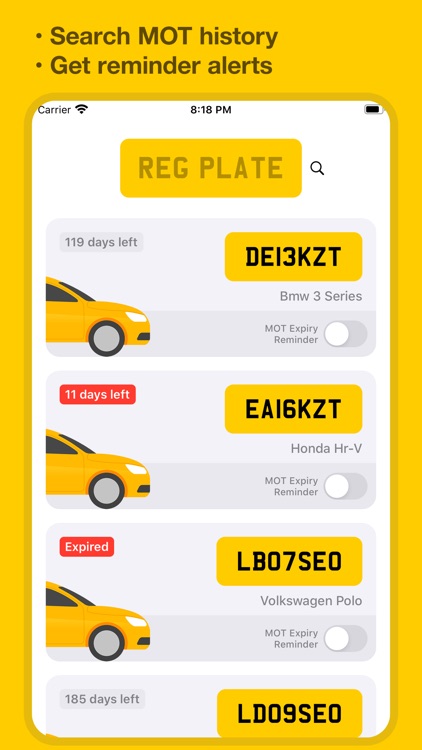 MOT Reminders & MOT History UK