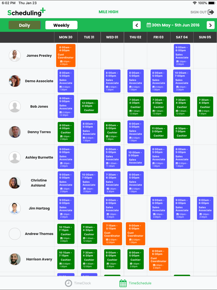 Scheduling Timeclock