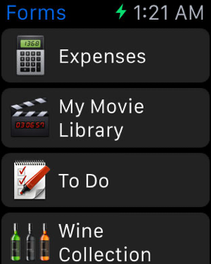 Zrzut ekranu bazy danych Tap Forms Organizer 5