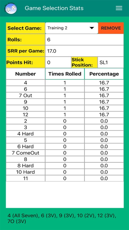 Craps Dice Tracker