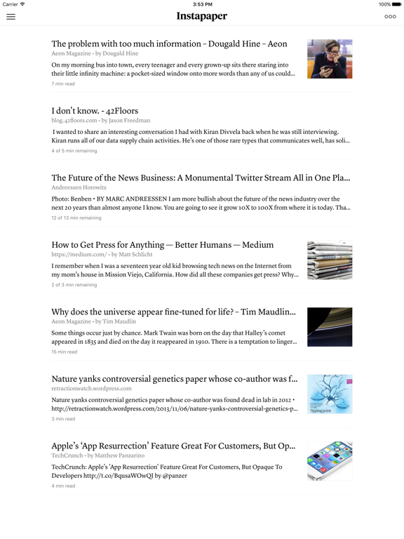 Instapaper screenshot