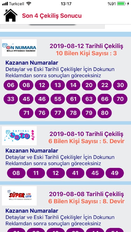 mobLotto, Loto, Şans Top Sonuç