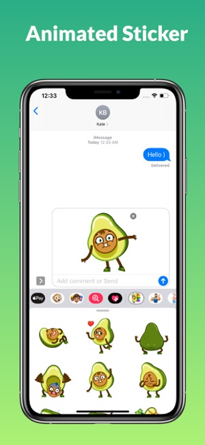 Funny Avocado Animated Sticker