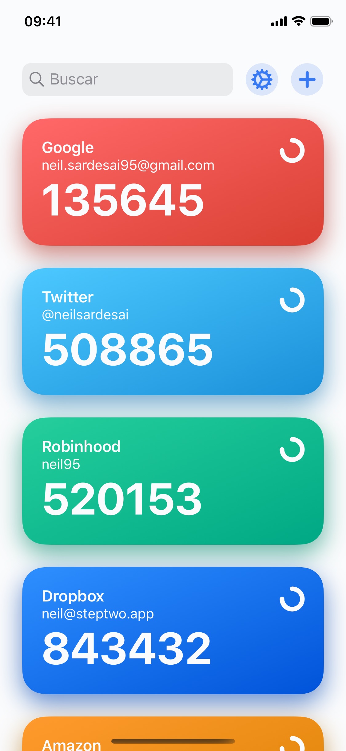 Screenshot do app Step Two