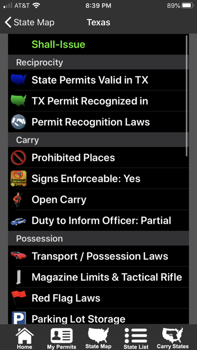 CCW – Concealed Carry 50 State app screenshot 1 by Workman Consulting LLC - appdatabase.net