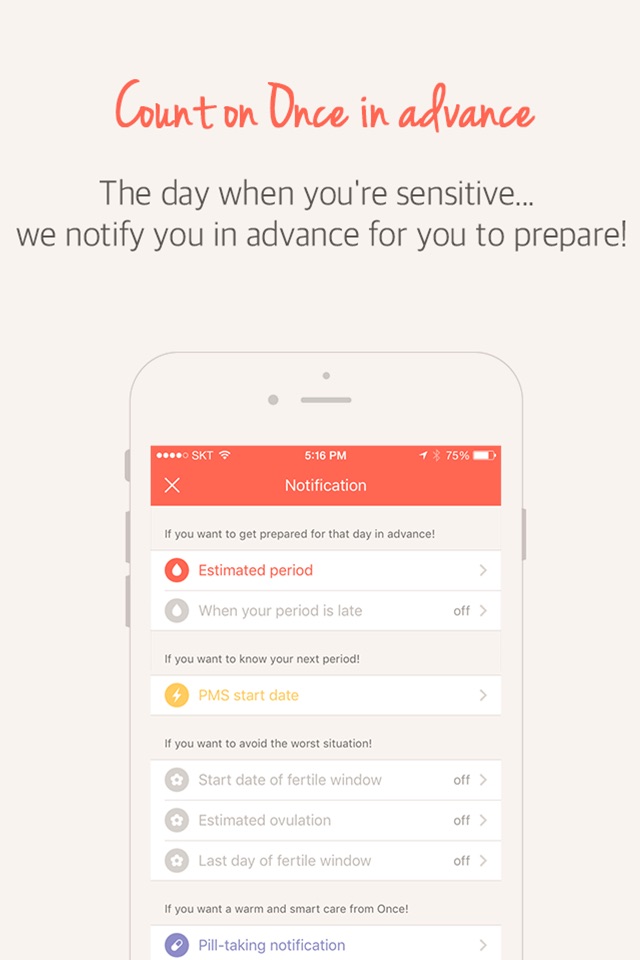 Once(A special period tracker) screenshot 3