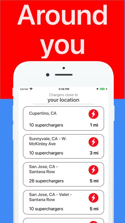 Supercharger map for Tesla