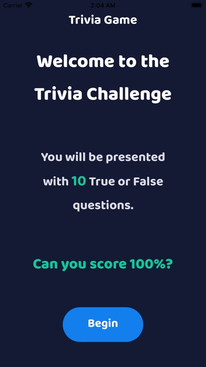 Trivia New Game