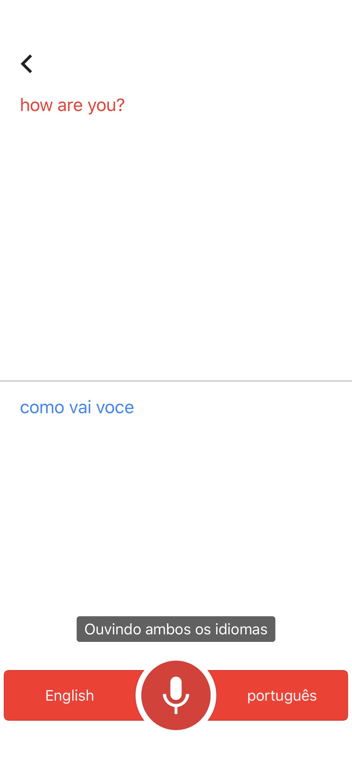 Screenshot do app Google Tradutor