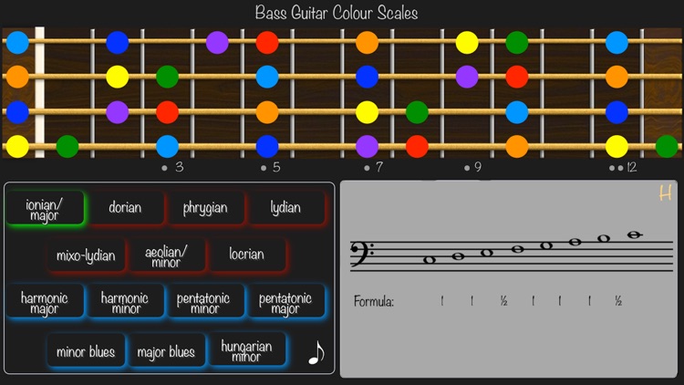 Bass Guitar Colour Scales