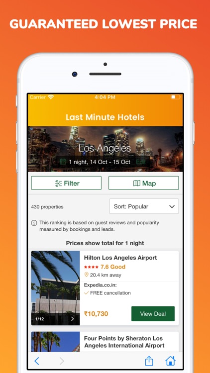 Last minute hotel booking app