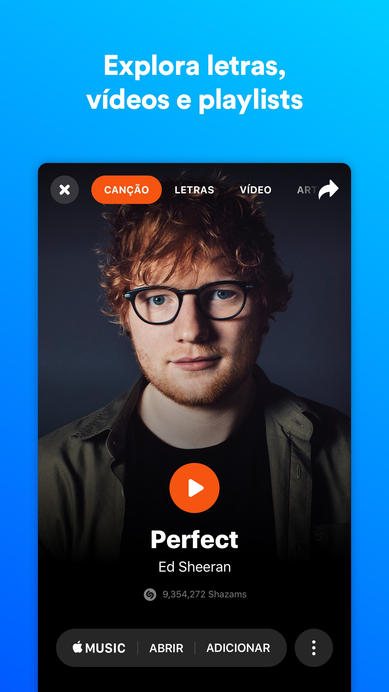 Screenshot do app Shazam