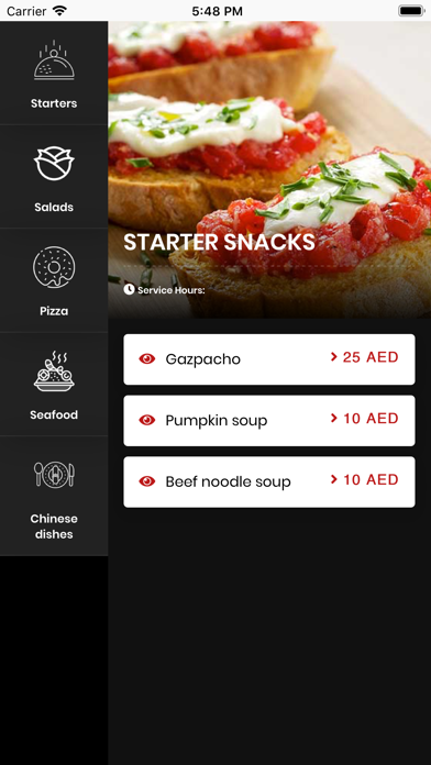 adaa digital menu screenshot 2