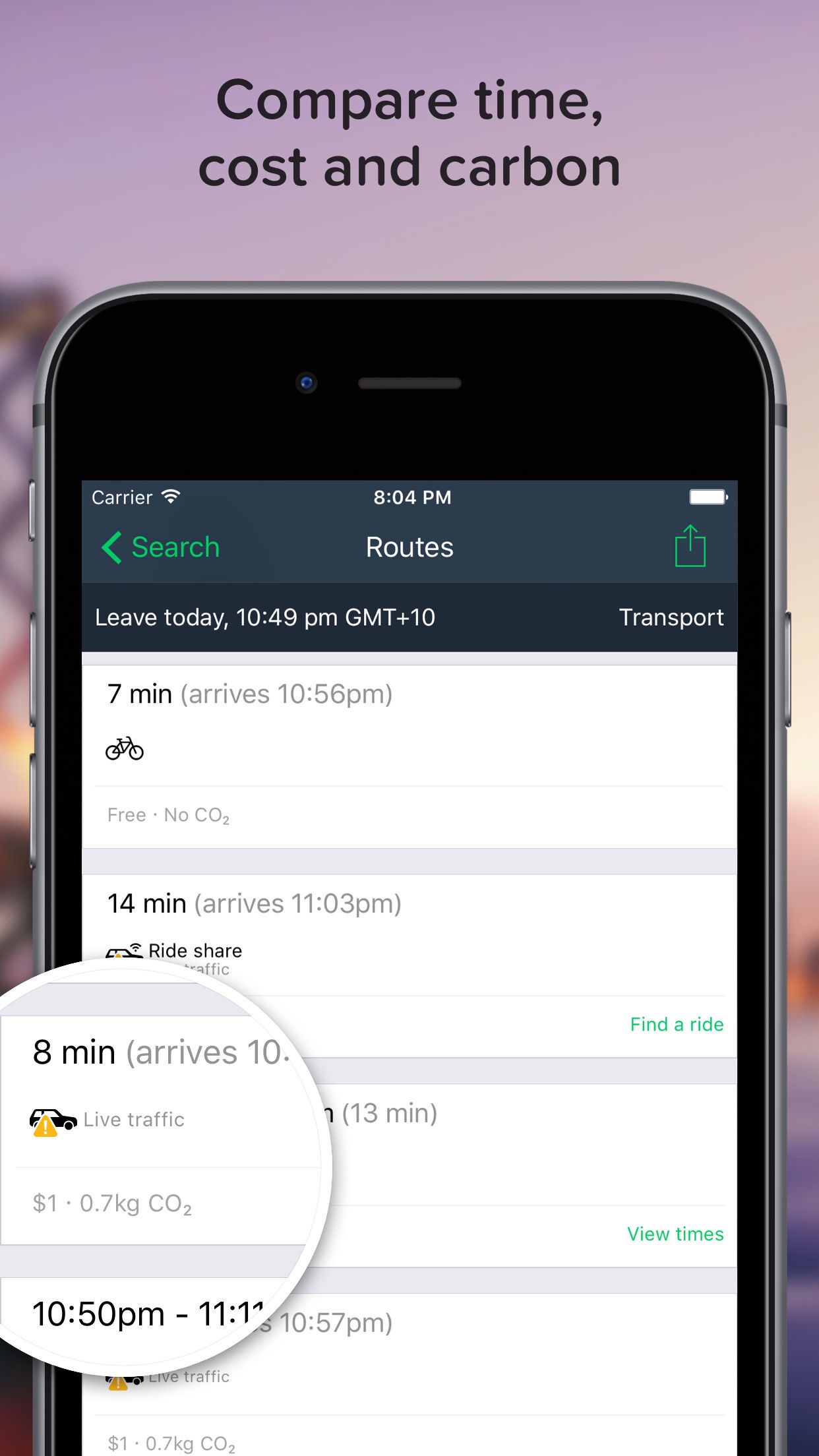 Screenshot do app TripGo