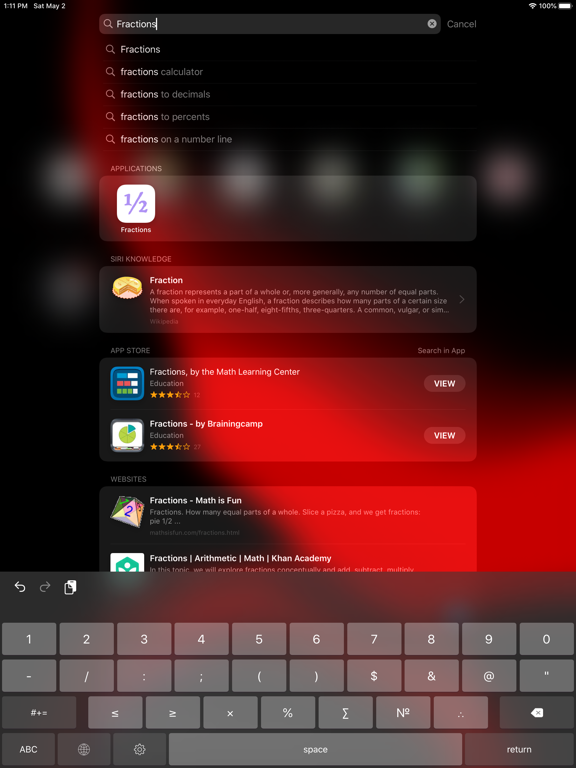 Fractions On Ipad Keyboard
