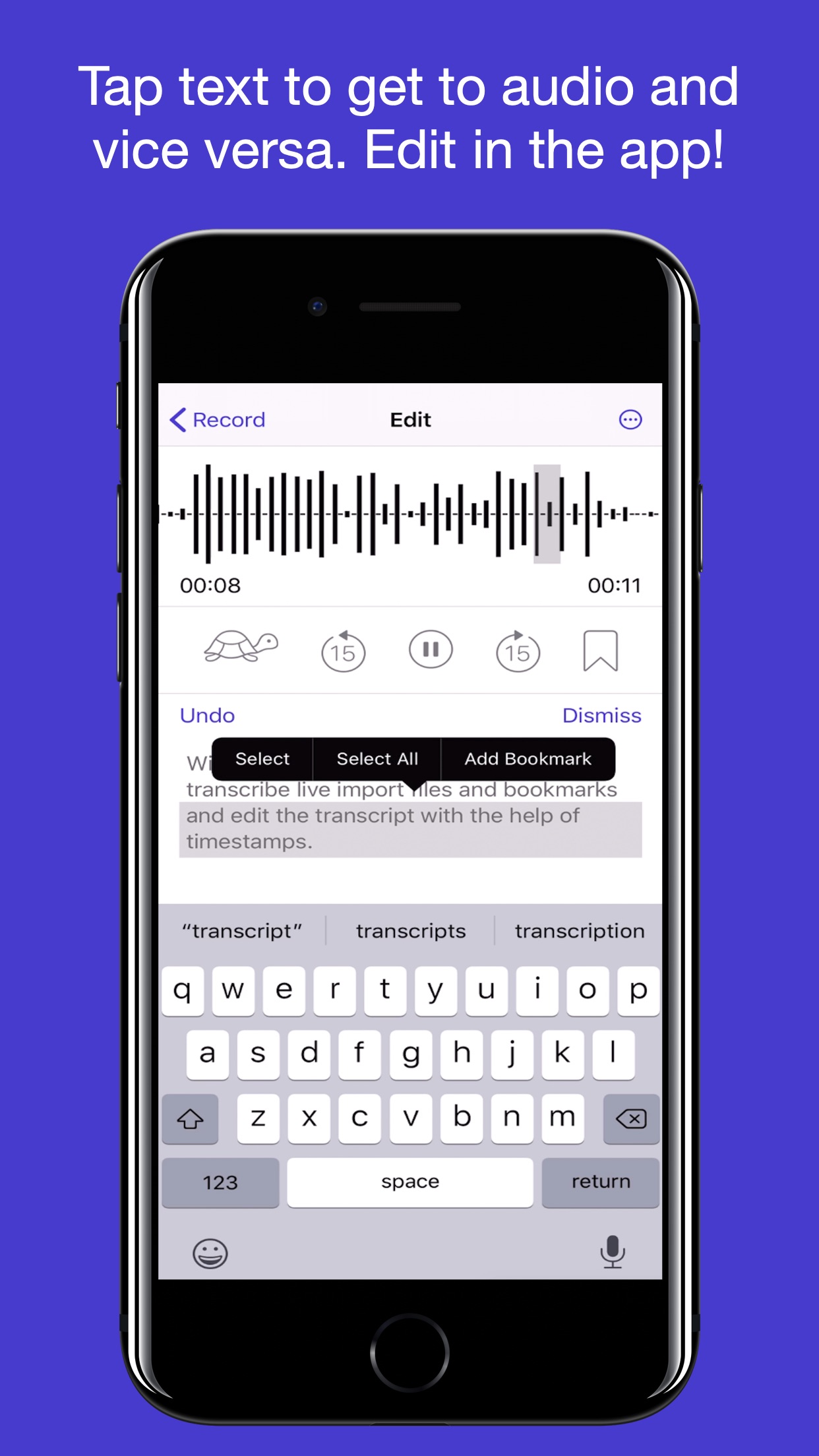 Screenshot do app Dictation by Blueshift
