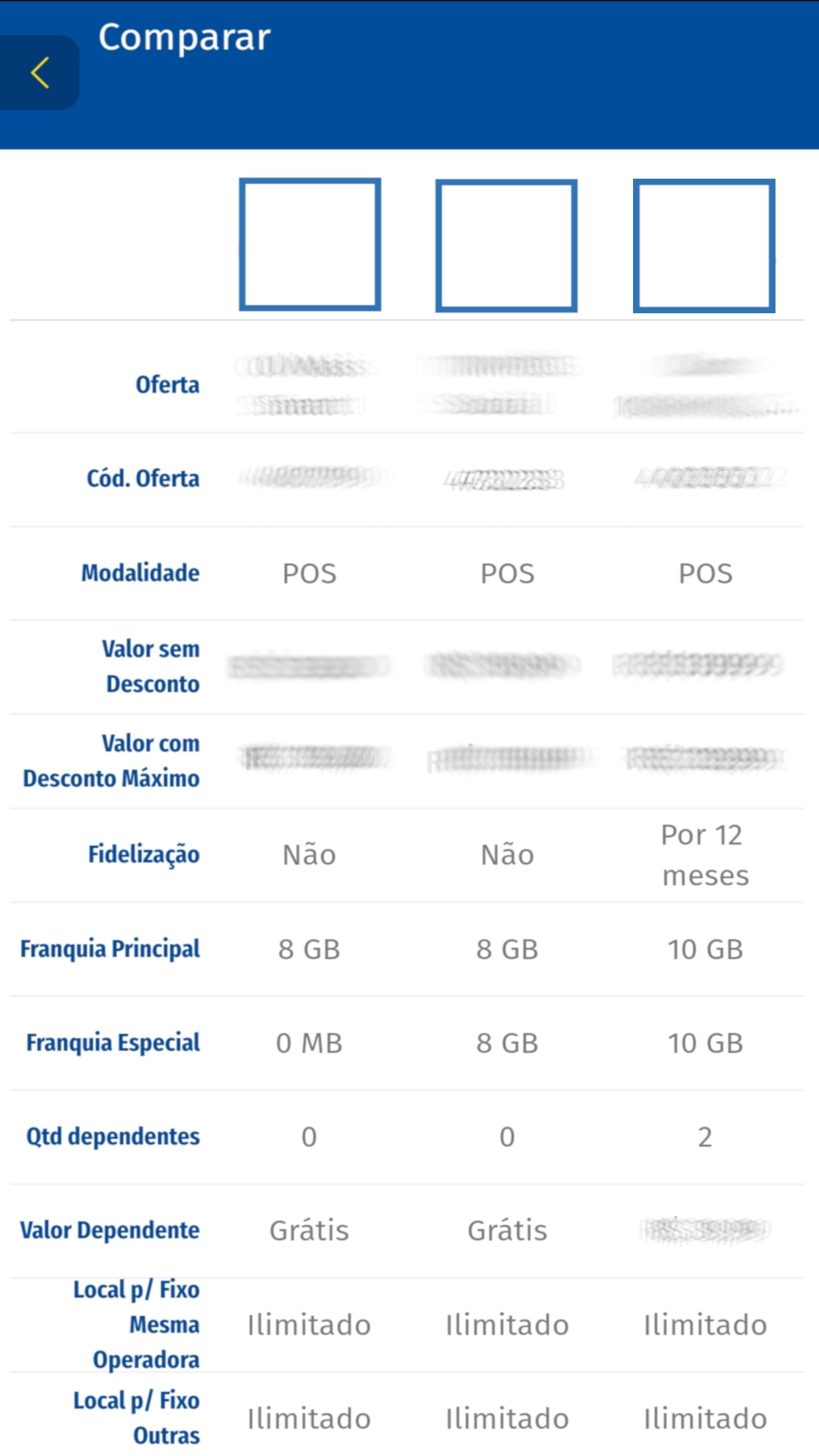 Screenshot do app Anatel Comparador Mobile
