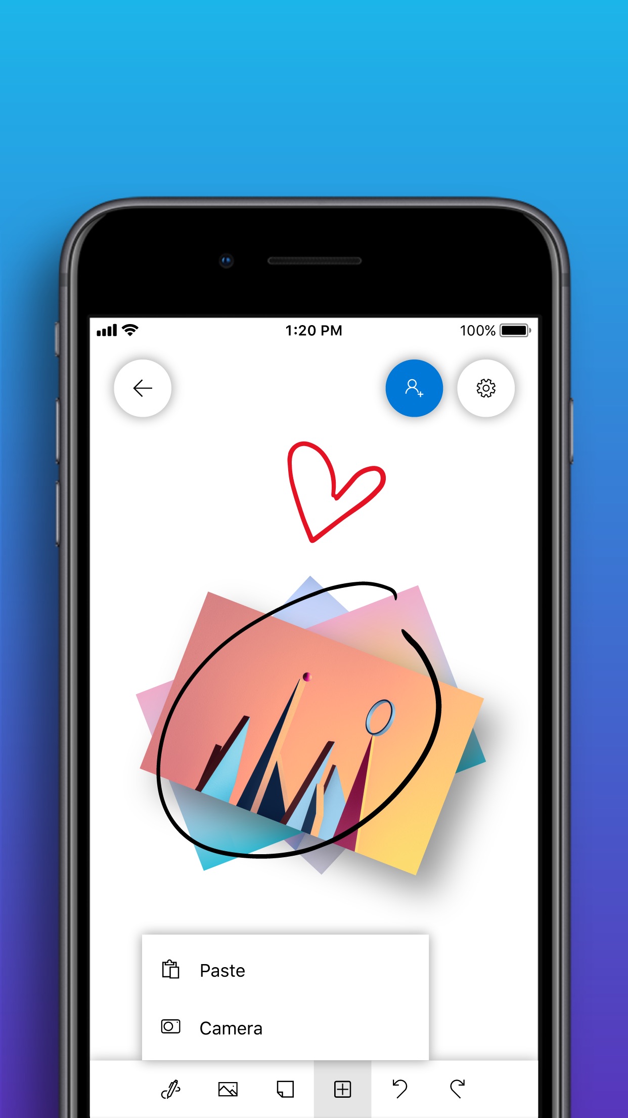 Screenshot do app Microsoft Whiteboard
