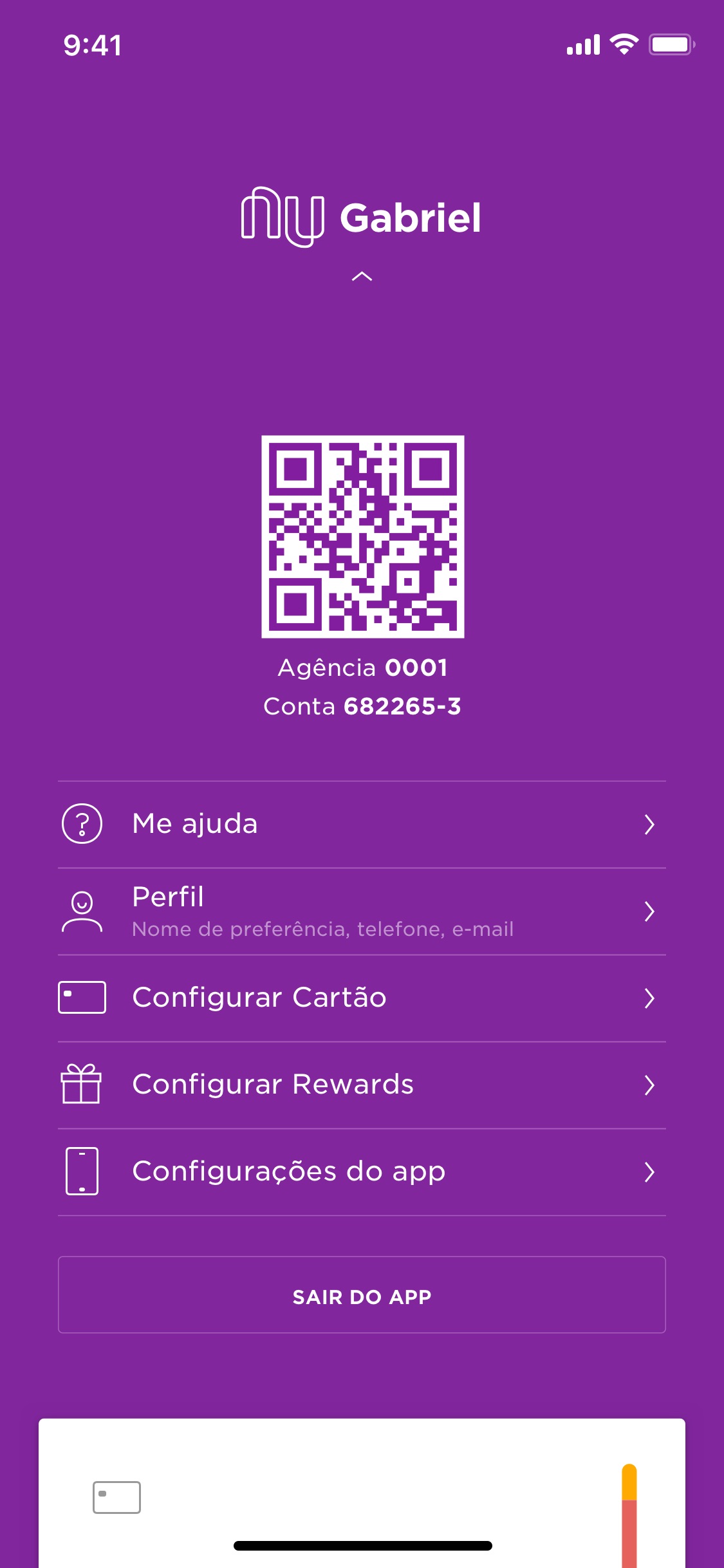 Screenshot do app Nubank