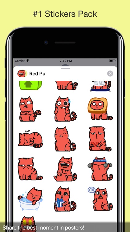 Red Pu The Amazing Cat Sticker screenshot-3