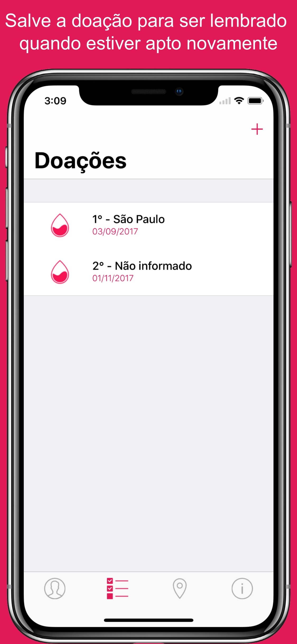 Screenshot do app +Sangue