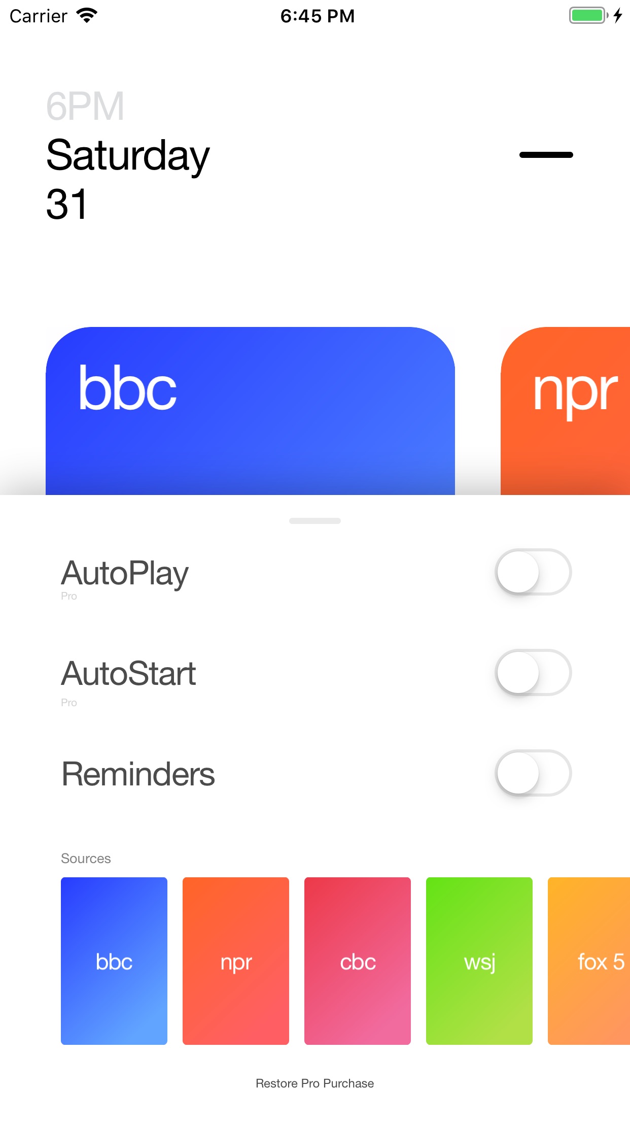 Screenshot do app Funnel