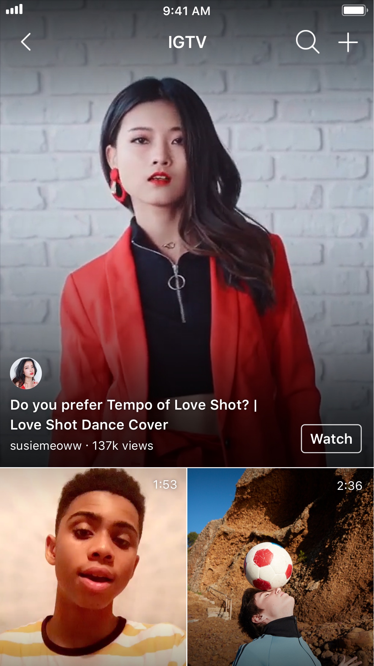 Screenshot do app IGTV do Instagram