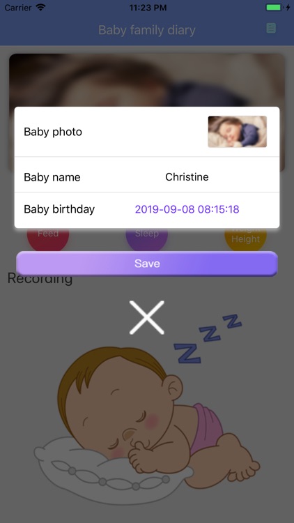 Baby family diary