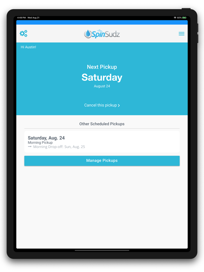 Spin Sudz Laundry Pickup