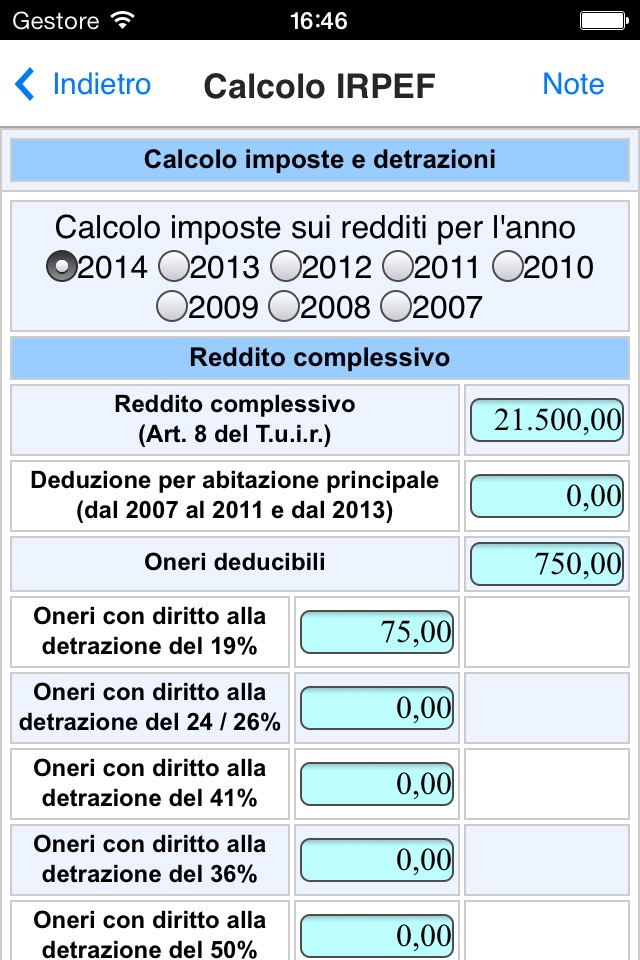 Calcoli IRPEF screenshot 3