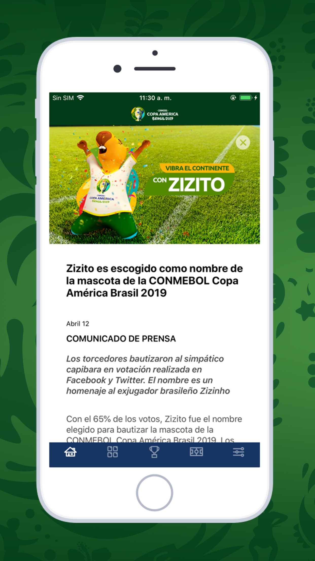 Screenshot do app Copa América Oficial