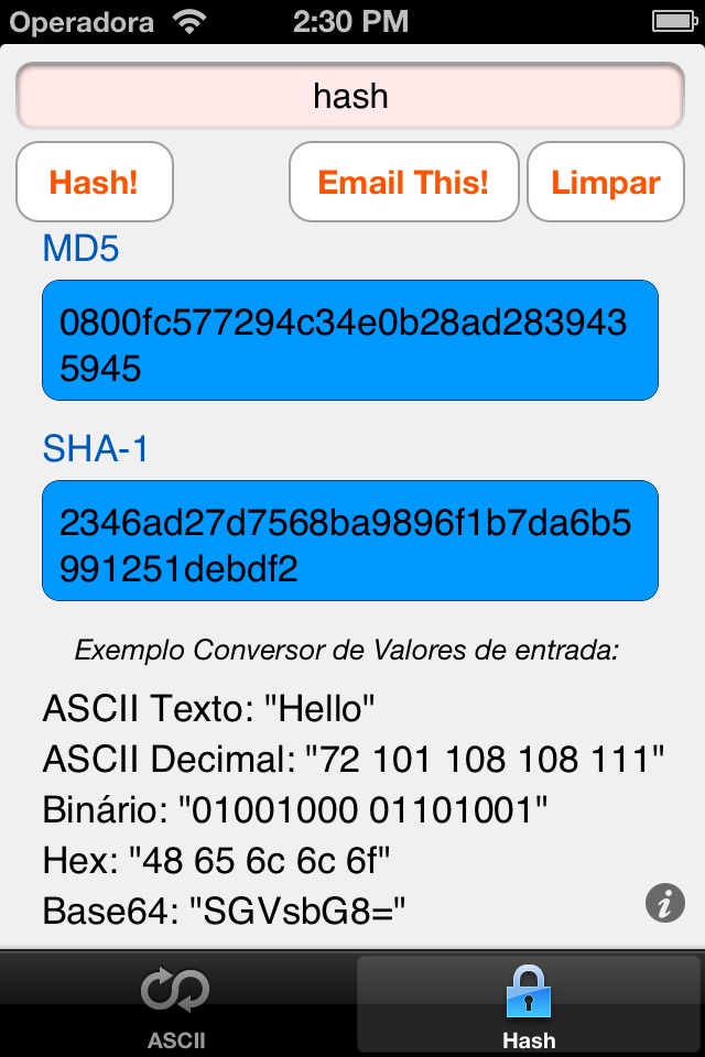 HEX ASCII BASE64 MD5 SHA conv. screenshot 3