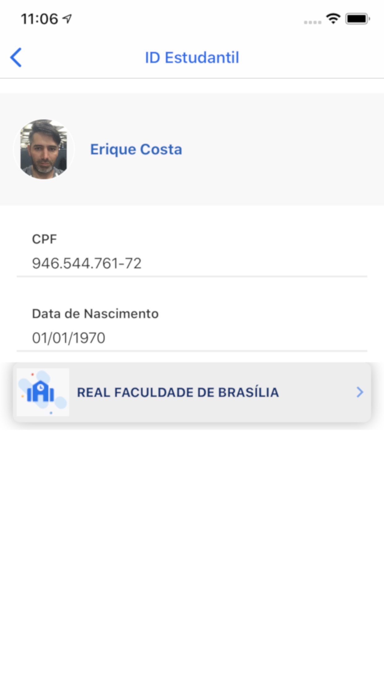 Screenshot do app ID Estudantil