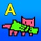 Funny cat is run in the beautiful world for collect and spell characters