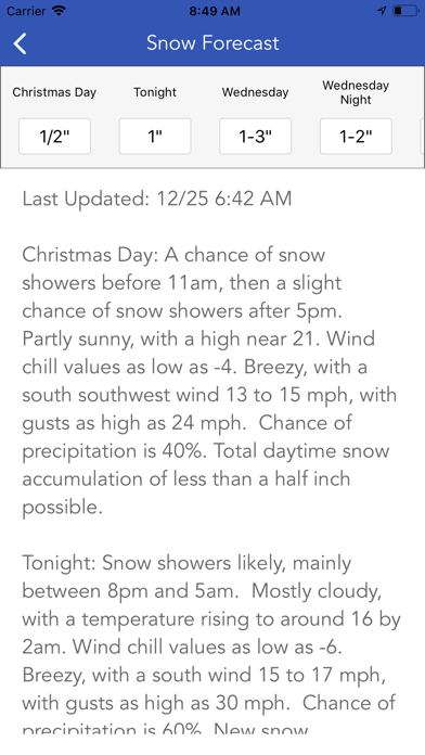 Snow Report & Forecast Screenshot