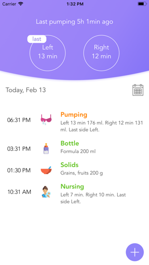 Breastfeeding baby tracker app