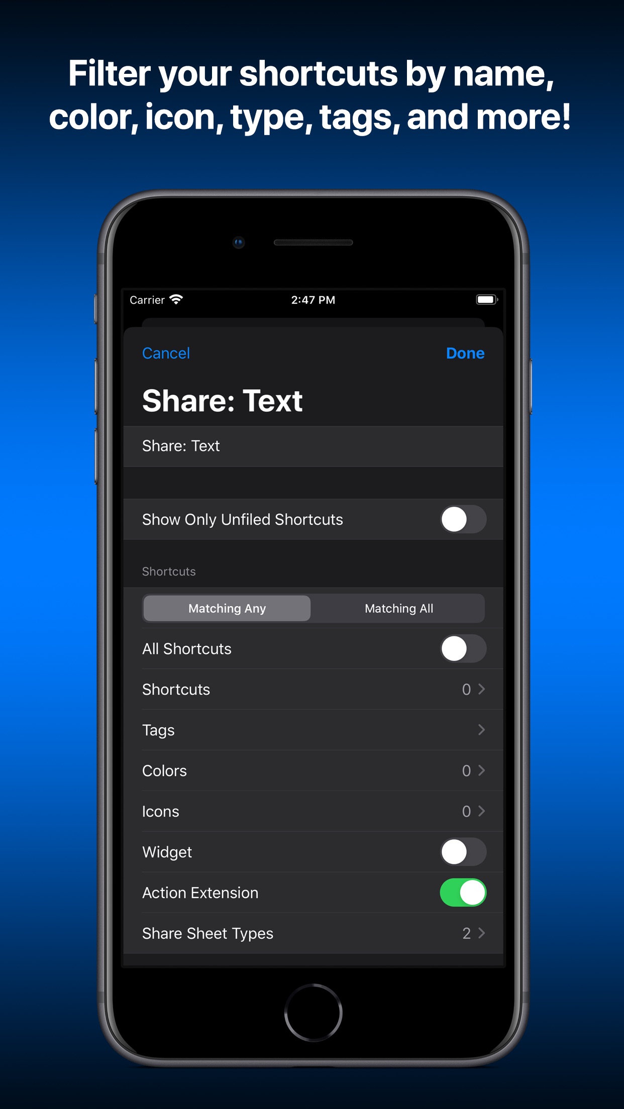 Screenshot do app LaunchCuts